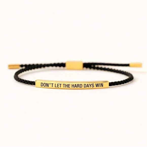 Jewelry - Don’t Let the Hard Days Win Adjustable Bracelet - Black & Gold